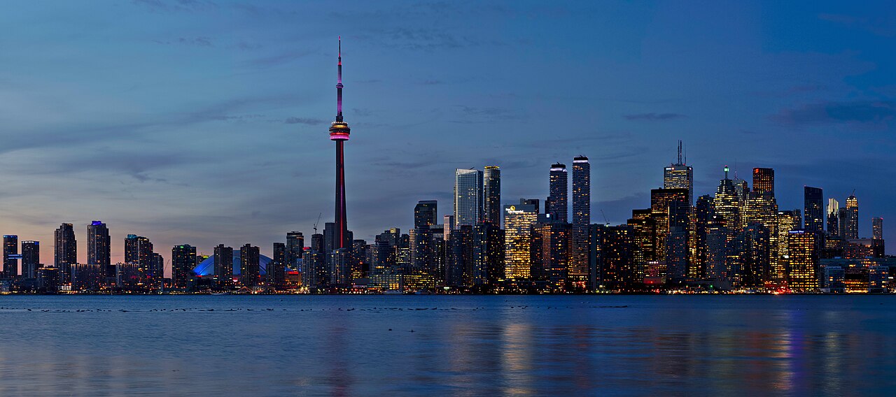 CN Tower in the Toronto skyline, viewed from Snake Island